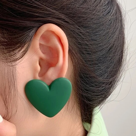 Heart Earrings - Turquoise - Picture 5 of 7